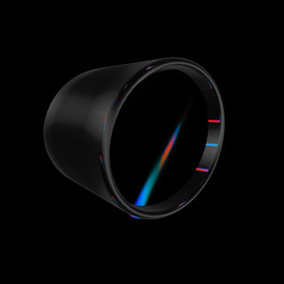 Dark 3D kick drum with colorful gradient lights