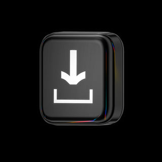 Instant download icon with white arrow on glossy black 3D button