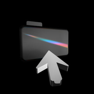 A metallic cursor points toward a folder icon, representing expertly crafted files.