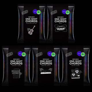 “One-Shot Chords” packs; electric guitar, midi, upright piano, retro piano, analog synth.