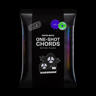 “One-Shot Chords – Retro Piano” sound pack with taped piano icon.