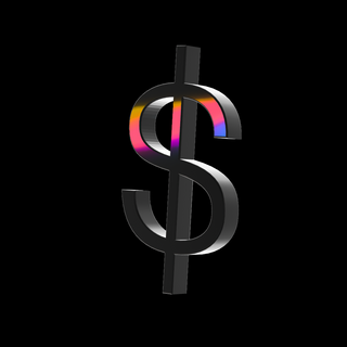 A 3D dollar sign with a colorful gradient, representing royalty-free sounds.